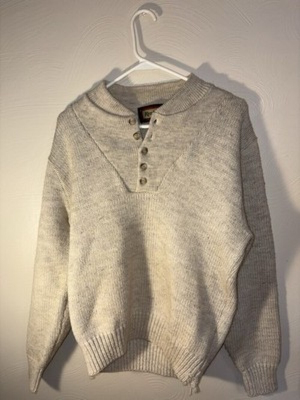 Remington Henley Knit Sweater Beige Button Pullover Acrylic Wool Men's M